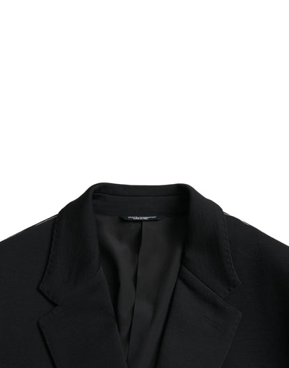 Dolce &amp; Gabbana – Einreihiger Blazer aus schwarzer Wolle mit Kerbe
