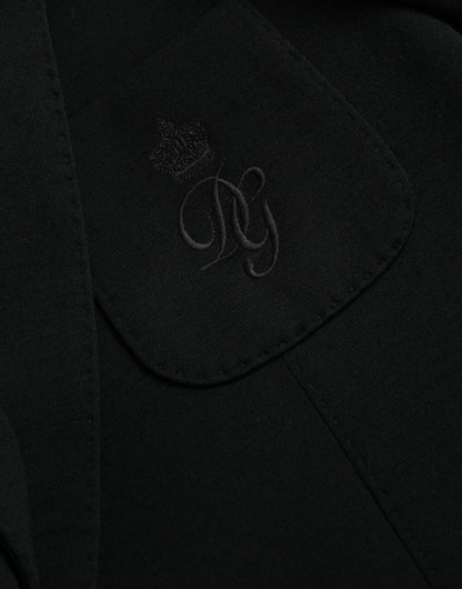 Dolce &amp; Gabbana – Einreihiger Blazer aus schwarzer Wolle mit Kerbe
