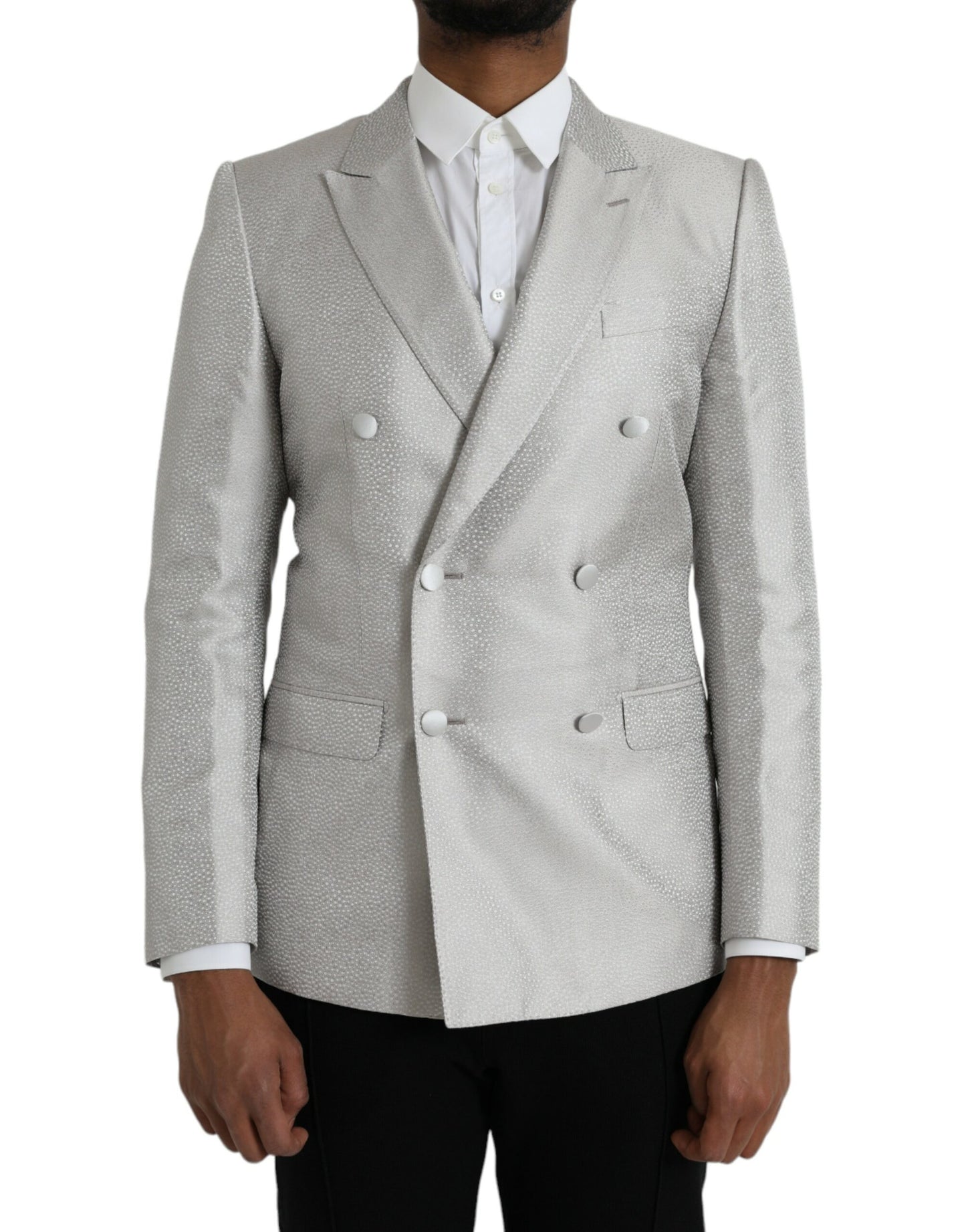 Dolce &amp; Gabbana – Zweireihiger MARTINI-Mantelblazer in Off-White