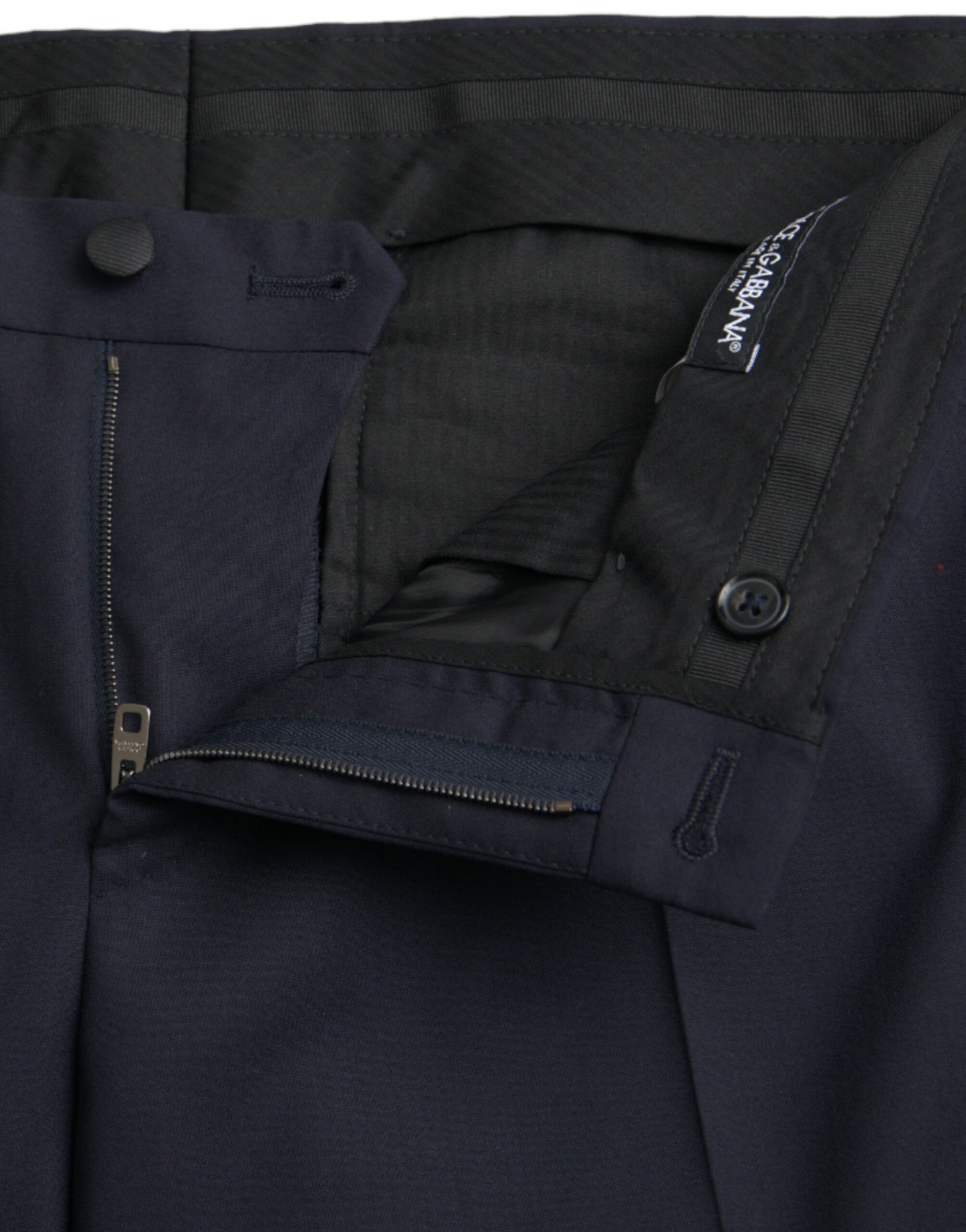 Dolce &amp; Gabbana – Dunkelblaue, schmal geschnittene Anzughose aus Wolle