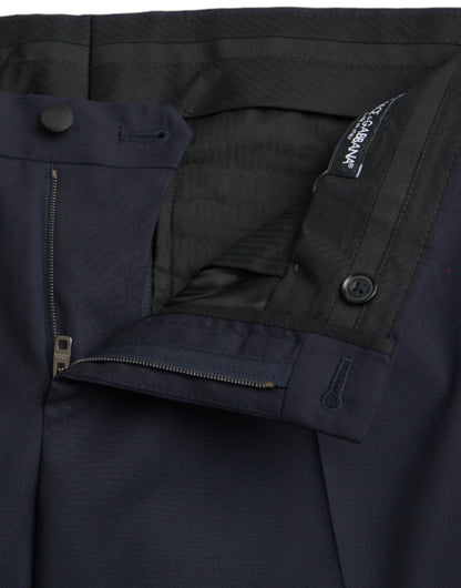 Dolce &amp; Gabbana – Dunkelblaue, schmal geschnittene Anzughose aus Wolle