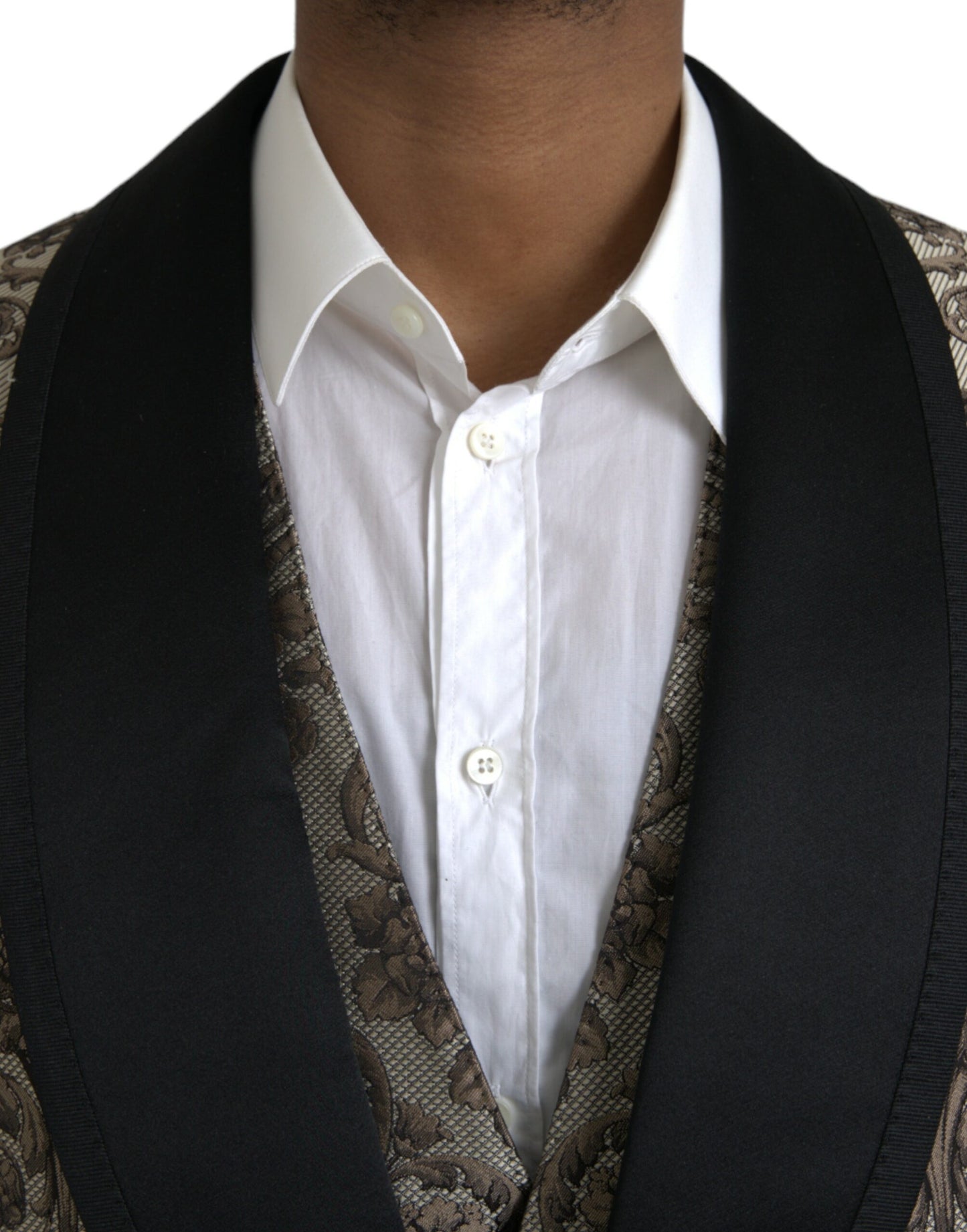 Dolce &amp; Gabbana – Formeller dreiteiliger Anzug aus braunem Jacquard mit Blumenmuster