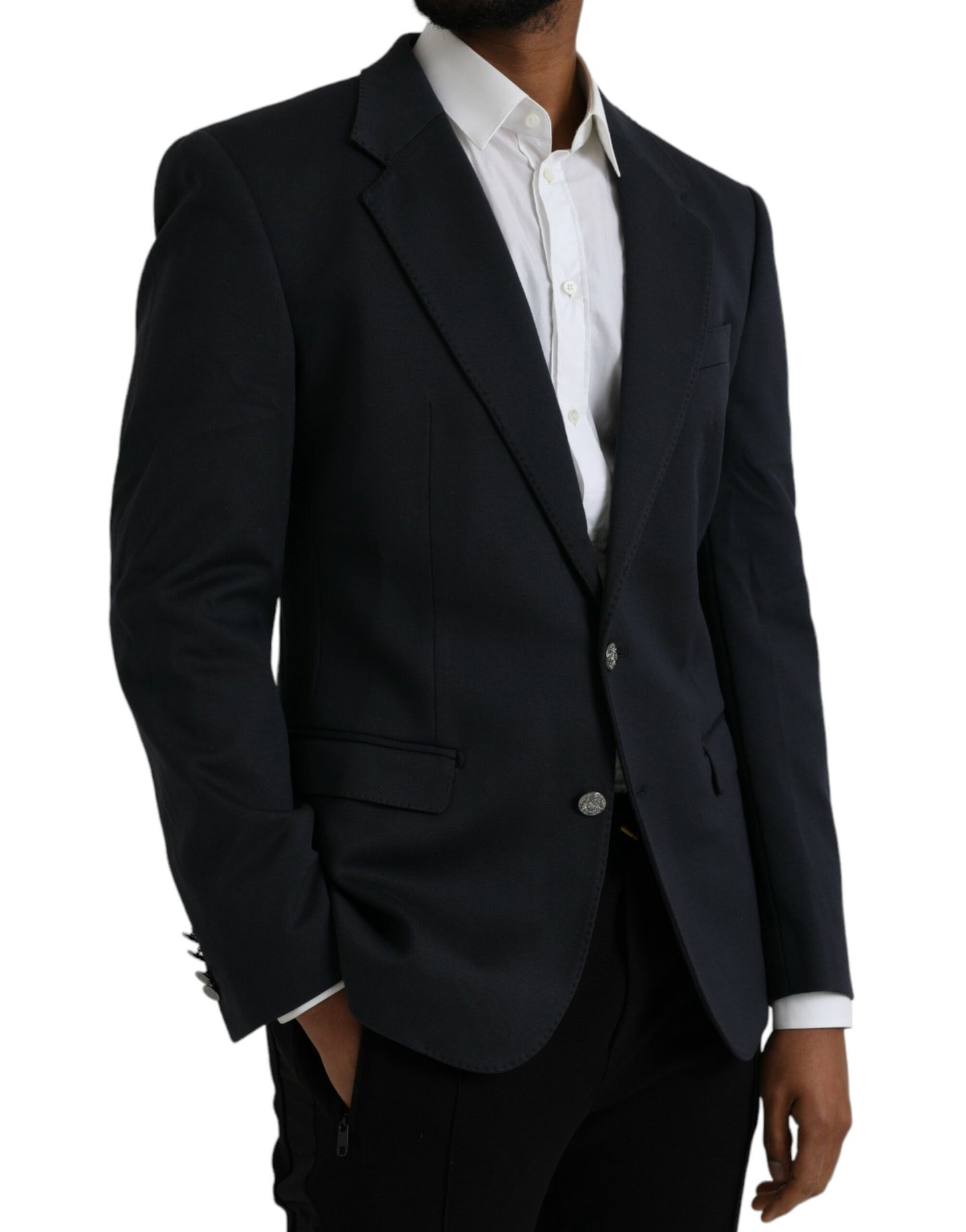 Dolce &amp; Gabbana Dunkelblauer einreihiger Blazer aus Baumwolle