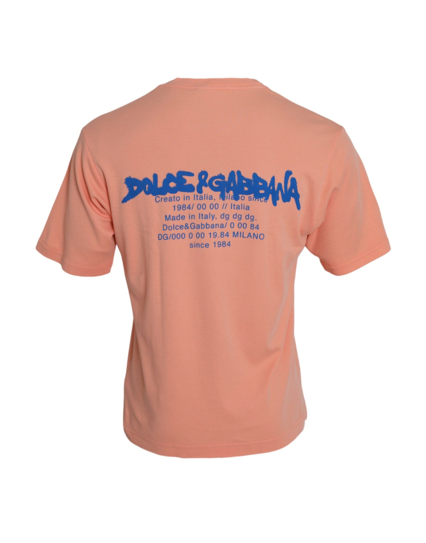 Dolce &amp; Gabbana – Korallenfarbenes Baumwoll-T-Shirt mit Logo-Print und kurzen Ärmeln
