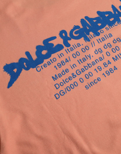 Dolce &amp; Gabbana – Korallenfarbenes Baumwoll-T-Shirt mit Logo-Print und kurzen Ärmeln