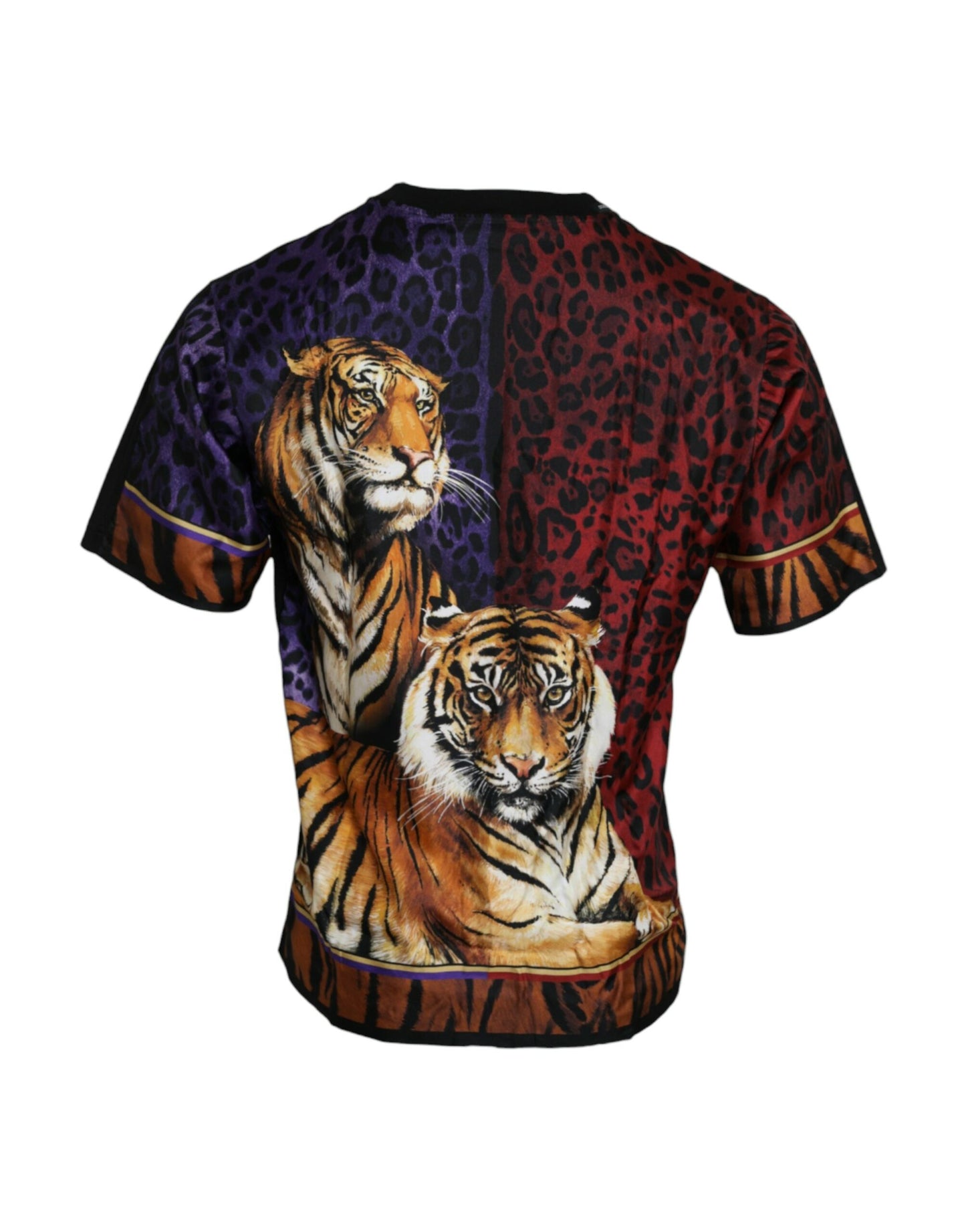 Dolce &amp; Gabbana – Kurzärmliges Baumwoll-T-Shirt mit mehrfarbigem Tiger-Print