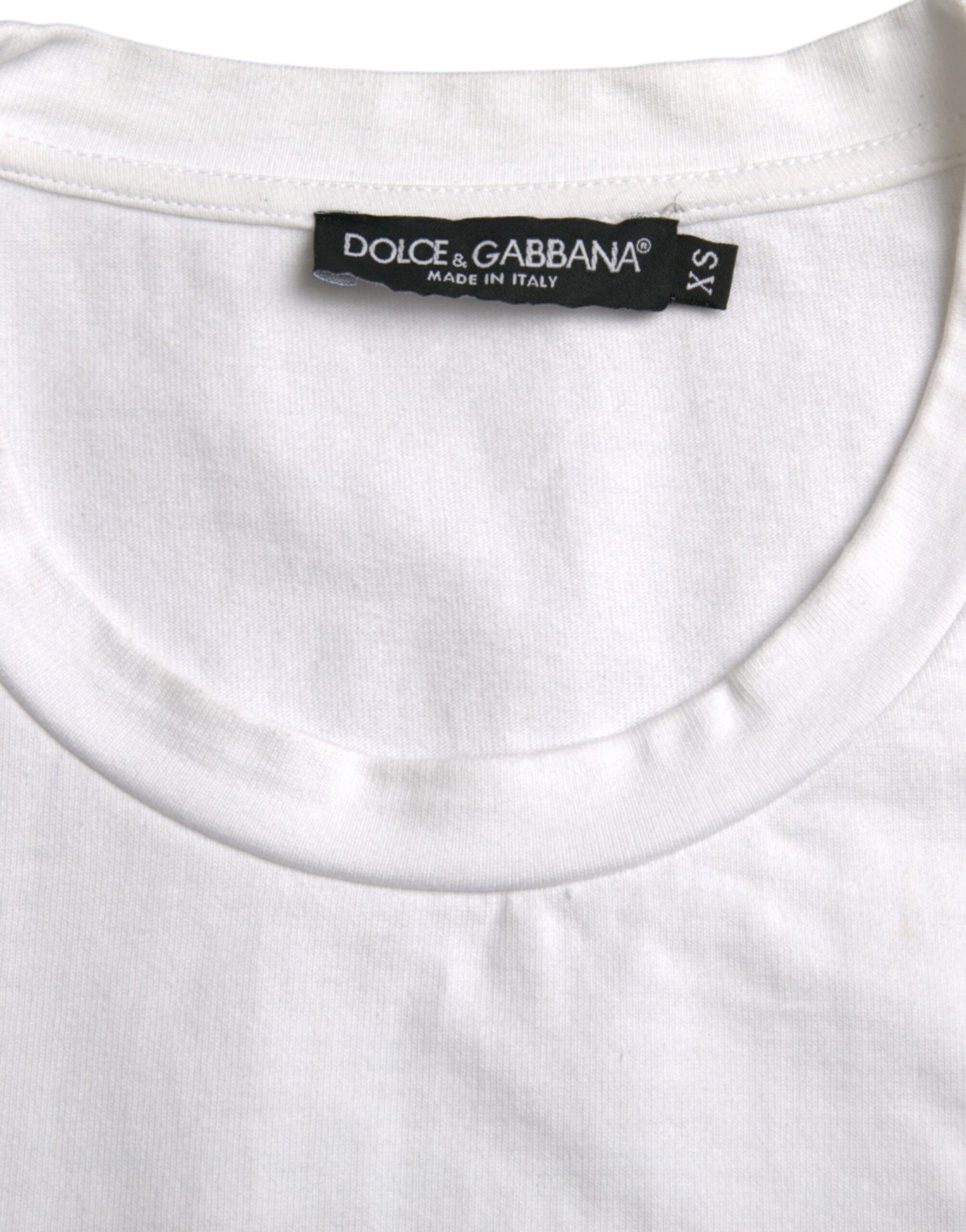 Dolce &amp; Gabbana – Weißes, kurzärmliges T-Shirt aus Baumwolle mit Amor-Herz und Rundhalsausschnitt