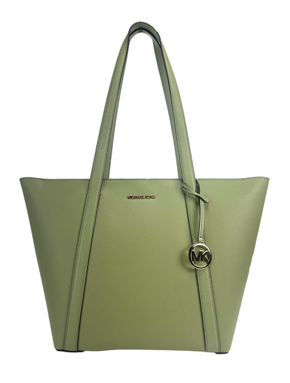Michael Kors – Große Pratt-Schultertasche mit Reißverschluss, Helles Salbeigrün