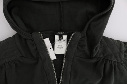 Exte Graues Oberteil mit Kapuze und Reißverschluss aus Baumwolle