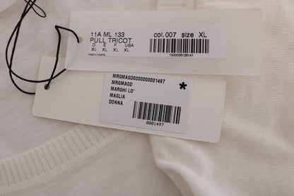 MARGHI LO' Weißes T-Shirt aus 100 % Lana-Wolle