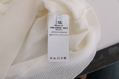 MARGHI LO' Weißes T-Shirt aus 100 % Lana-Wolle