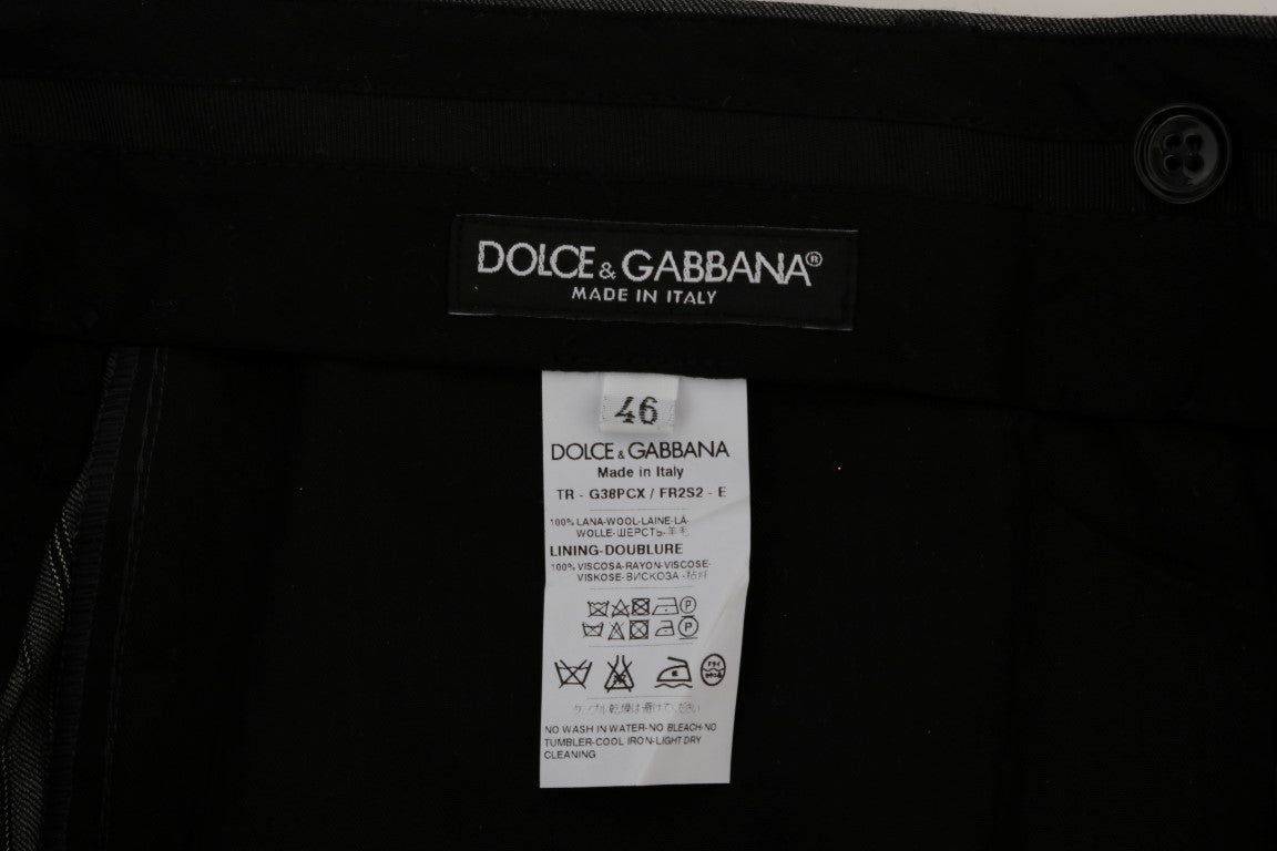 Dolce &amp; Gabbana – Graue, gestreifte Anzughose aus Wolle