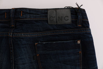 Costume National Jeans aus Baumwolle in normaler Passform, Blau