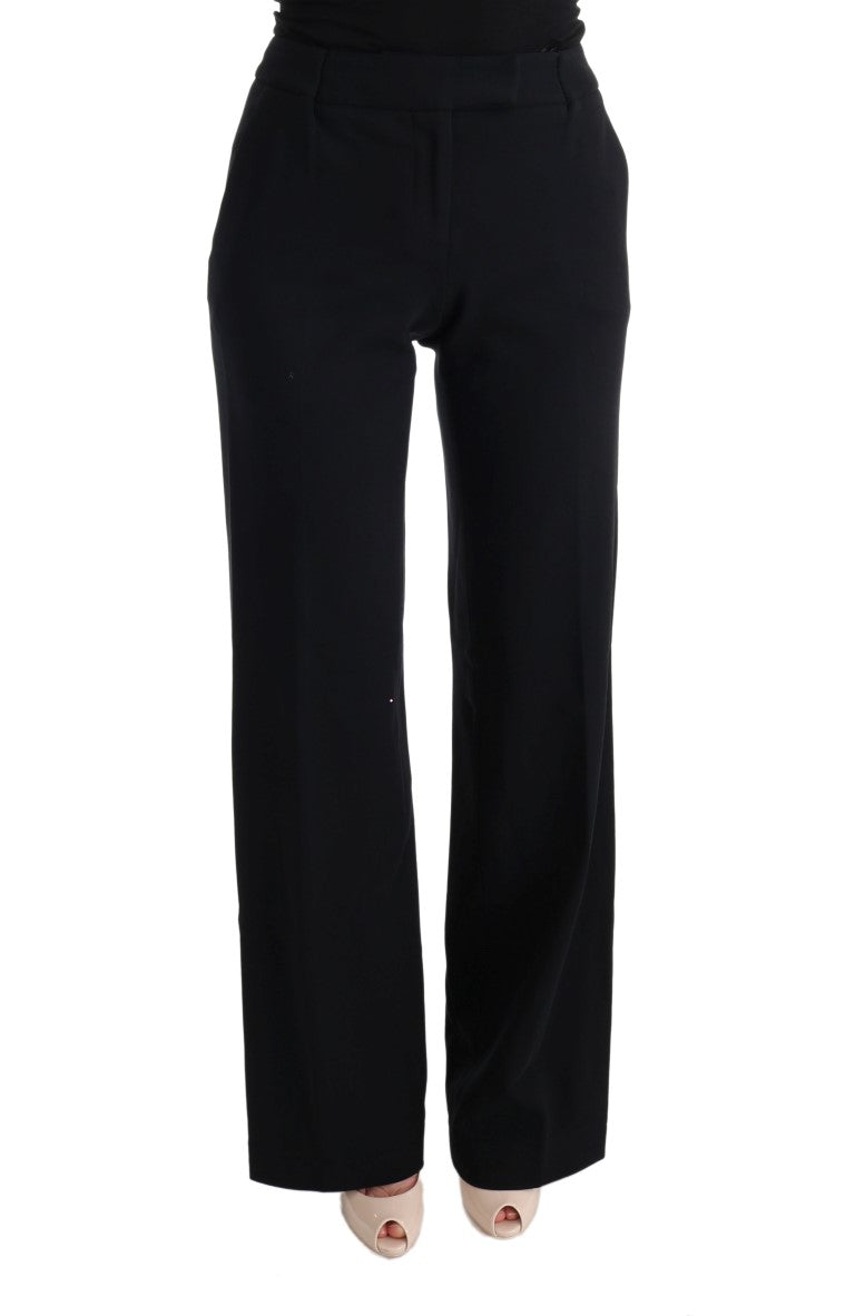 Schwarze Viskose-Bootcut-Hose von Ermanno Scervino