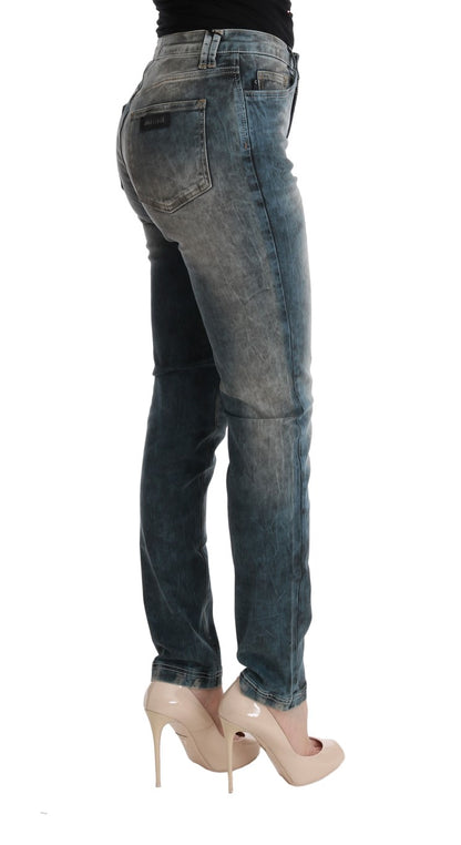Cavalli Slim Fit Jeans aus Baumwollmischung in verwaschenem Blau