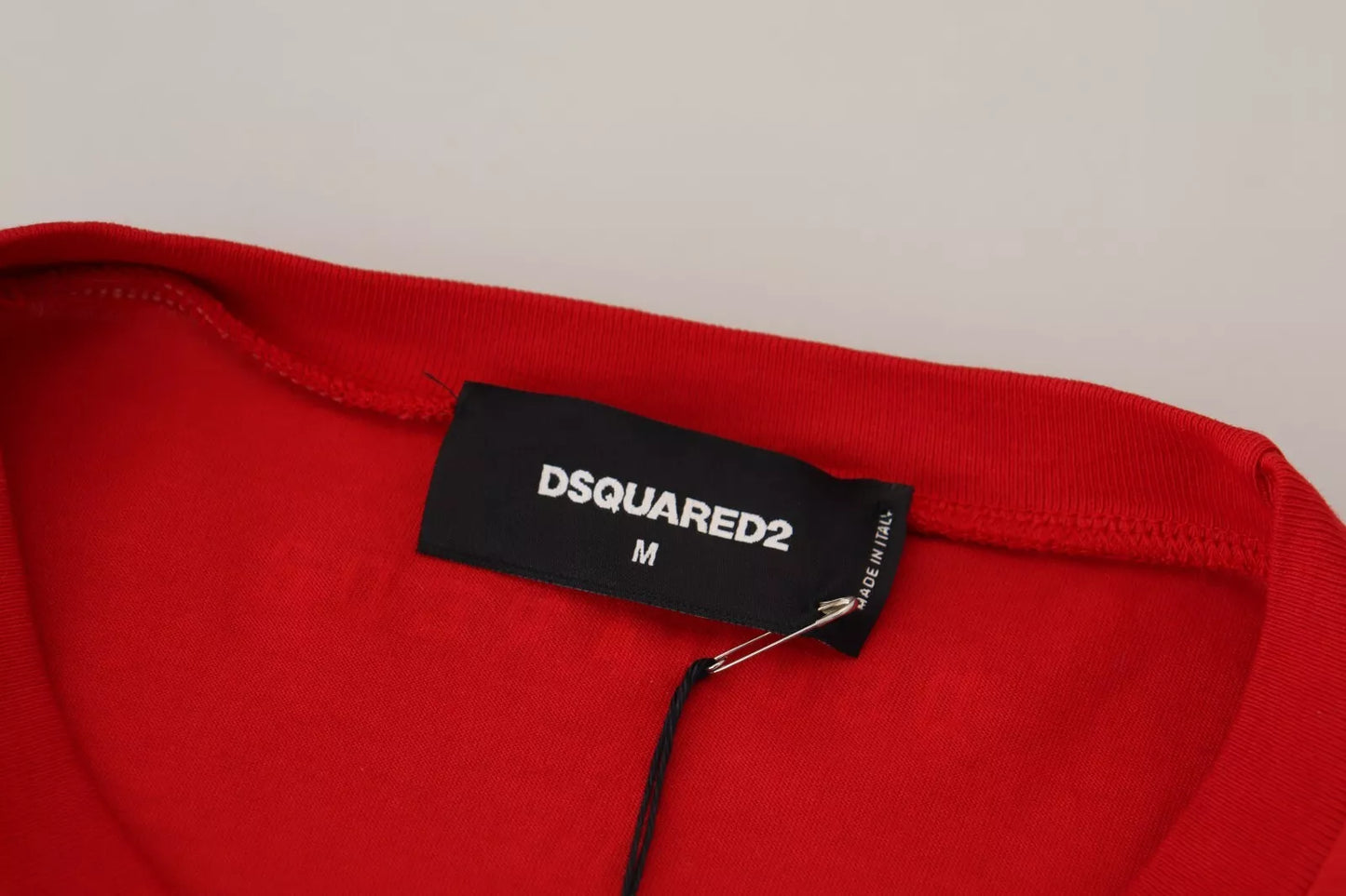 Dsquared² Rotes bedrucktes Baumwoll-T-Shirt mit kurzen Ärmeln und Rundhalsausschnitt