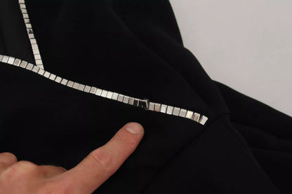 Dsquared² Schwarzes, verziertes, ärmelloses Jumpsuit-Kleid mit V-Ausschnitt