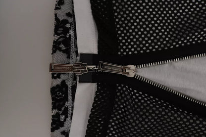 Dsquared² Schwarz-weiße ärmellose Baumwollbluse mit Rundhalsausschnitt