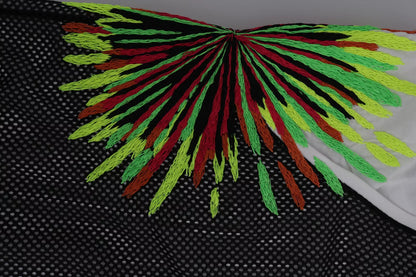 Dsquared² Schwarz-weiße ärmellose Baumwollbluse mit Rundhalsausschnitt