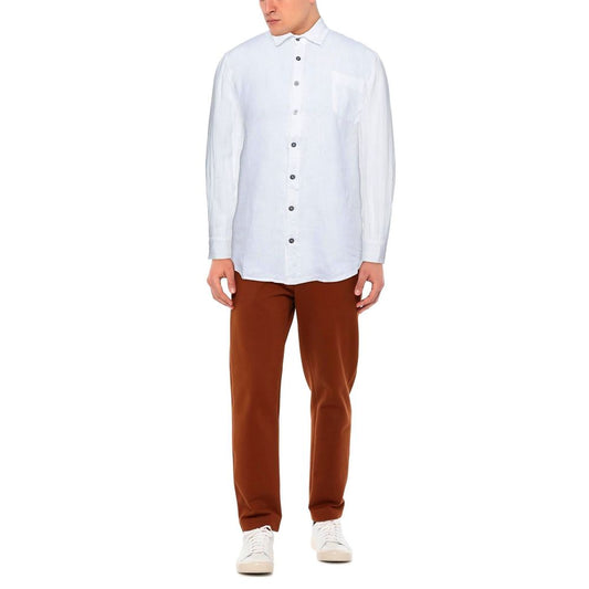 Alpha Studio Elegantes weißes Leinenhemd für Herren