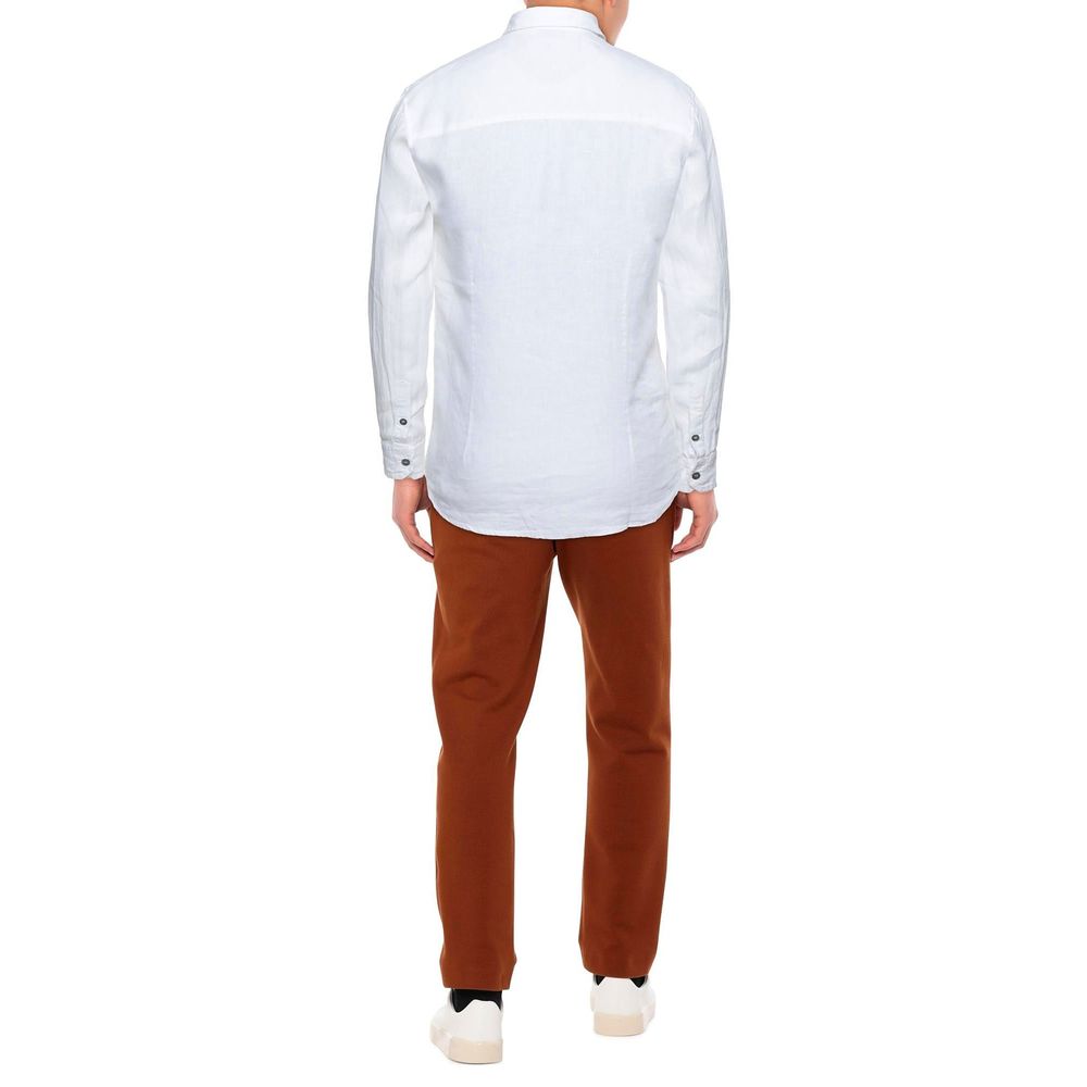 Alpha Studio Elegantes weißes Leinenhemd für Herren