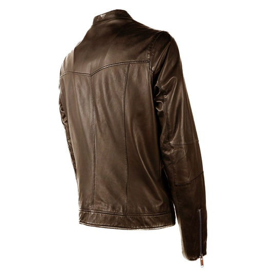 Emilio Romanelli Braune Lederjacke für Herren
