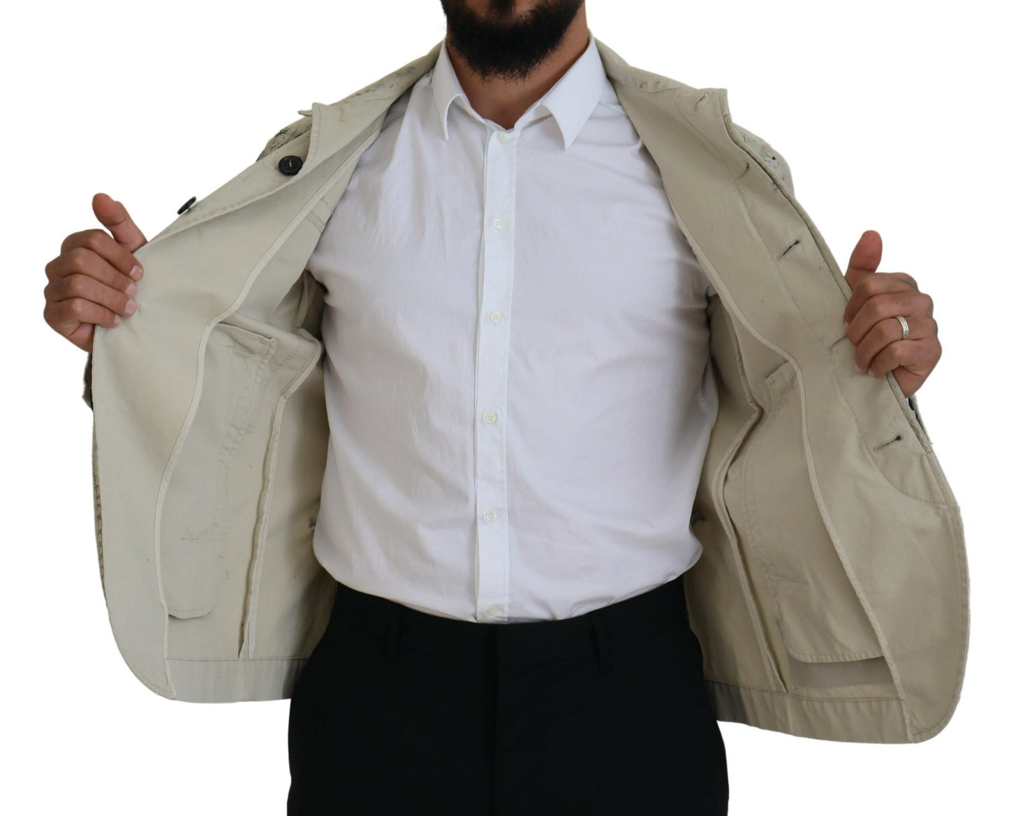 Dsquared² – Lässige Jeansjacke in Off-White mit schwarzem Splash-Print