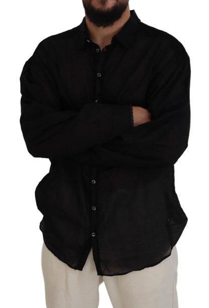 Dsquared² – Schwarzes, langärmliges, formelles Hemd aus Baumwolle mit Kragen