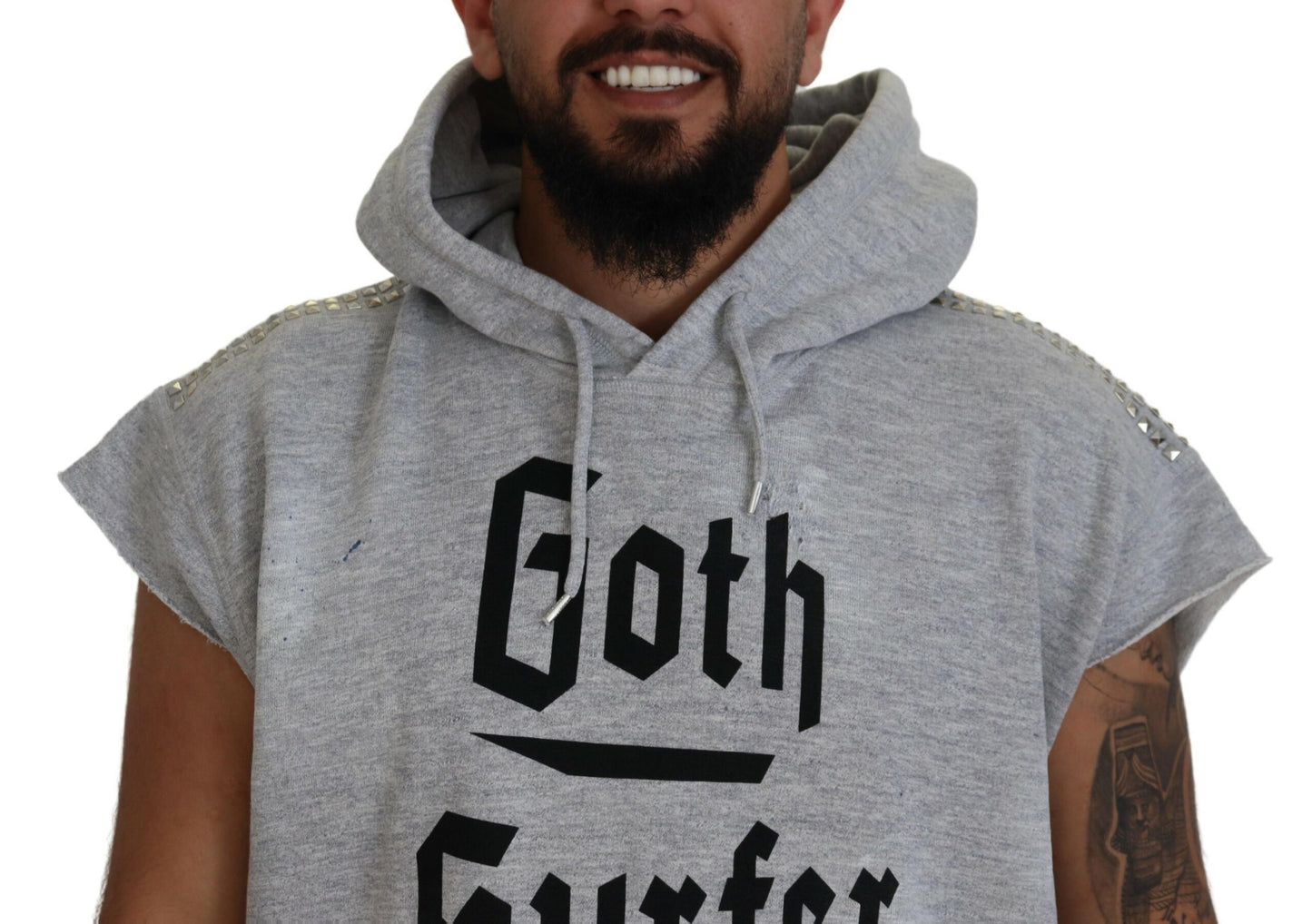 Dsquared² Hellgraues Baumwoll-T-Shirt mit kurzen Ärmeln und Kapuze