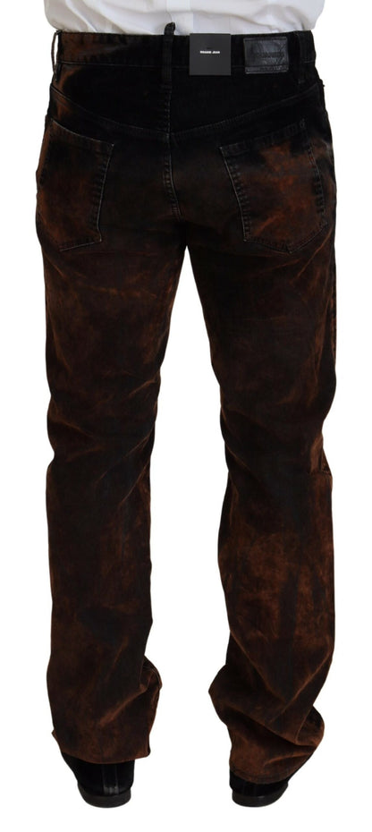 Dsquared² Braune, verwaschene Straight-Fit-Jeans aus Baumwolle