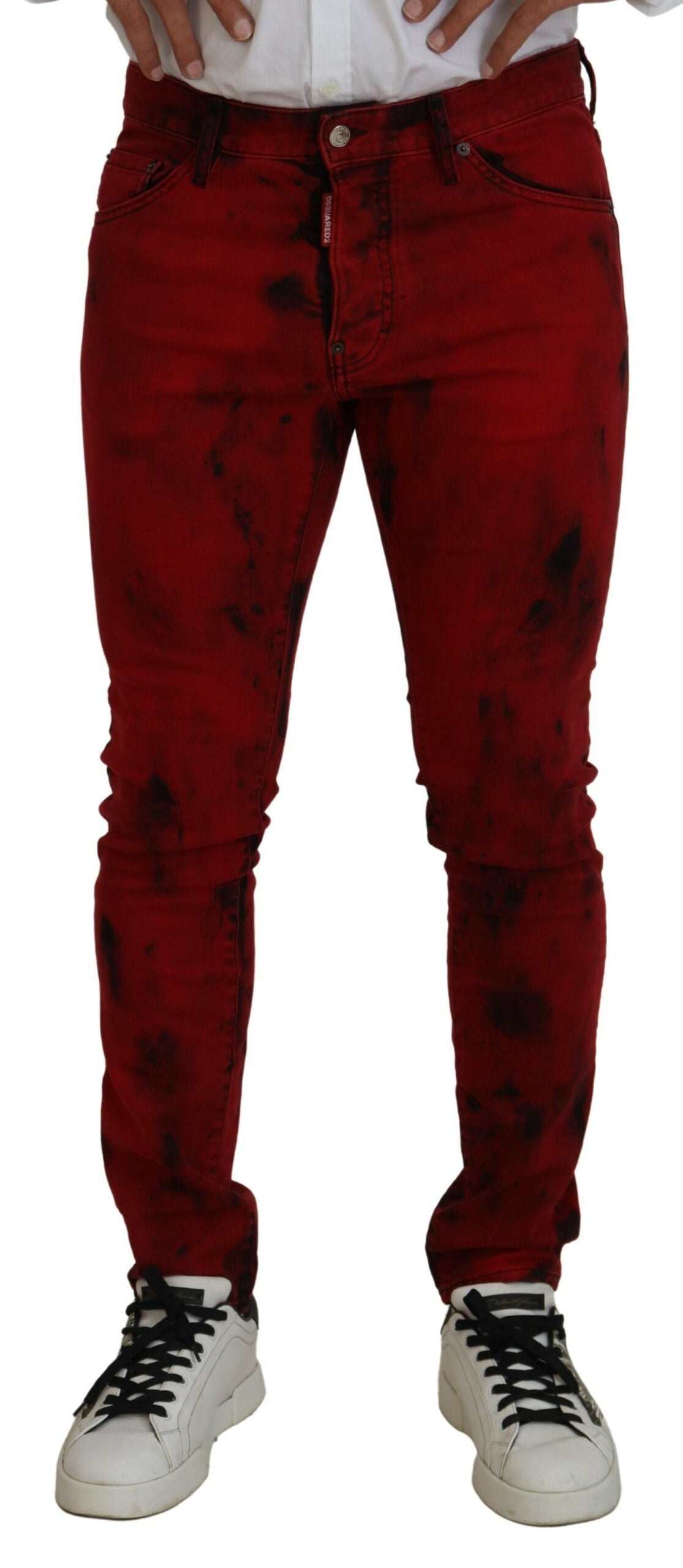 Dsquared² Rote, lässige Skinny-Jeans aus Baumwolle mit Batikmuster für Herren