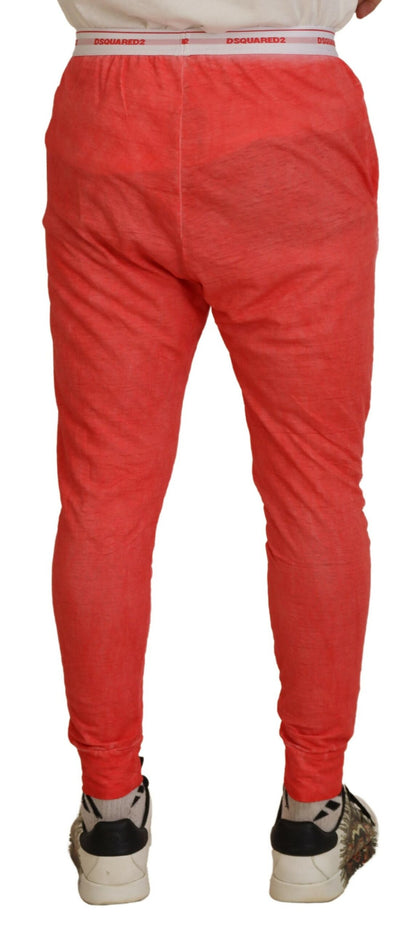 Dsquared² Orangefarbene Herrenhose aus Baumwolle mit elastischem Bund und Logo