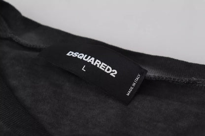 Dsquared² Schwarzer Pullover aus Baumwollleinen mit langen Ärmeln