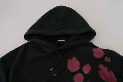 Dsquared² Schwarzer Kapuzenpullover aus Baumwolle mit Batikmuster