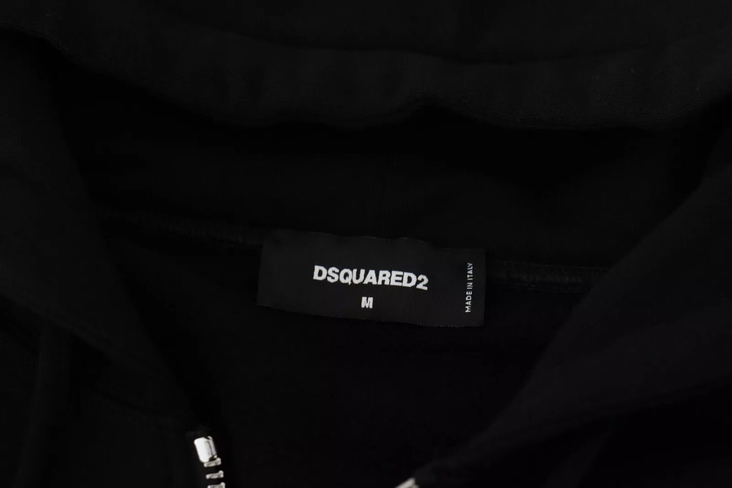Dsquared² – Schwarzer Kapuzenpullover mit durchgehendem Reißverschluss und bedruckten Ärmeln