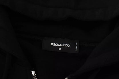 Dsquared² – Schwarzer Kapuzenpullover mit durchgehendem Reißverschluss und bedruckten Ärmeln