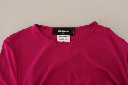 Dsquared² – Langärmliges, gerüschtes Minikleid aus Viskose in Fuchsia