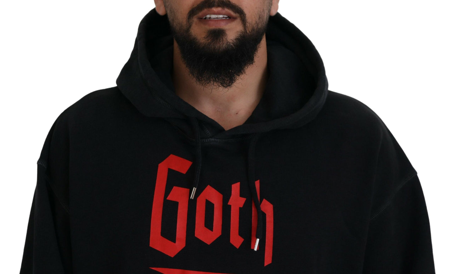 Dsquared² Schwarzer Baumwollpullover mit Kapuze und Aufdruck für Herren