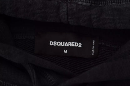Dsquared² Schwarzer Baumwollpullover mit Kapuze und Aufdruck für Herren
