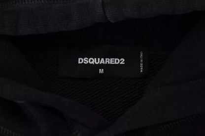 Dsquared² Schwarzer Baumwollpullover mit Kapuze und Aufdruck für Herren