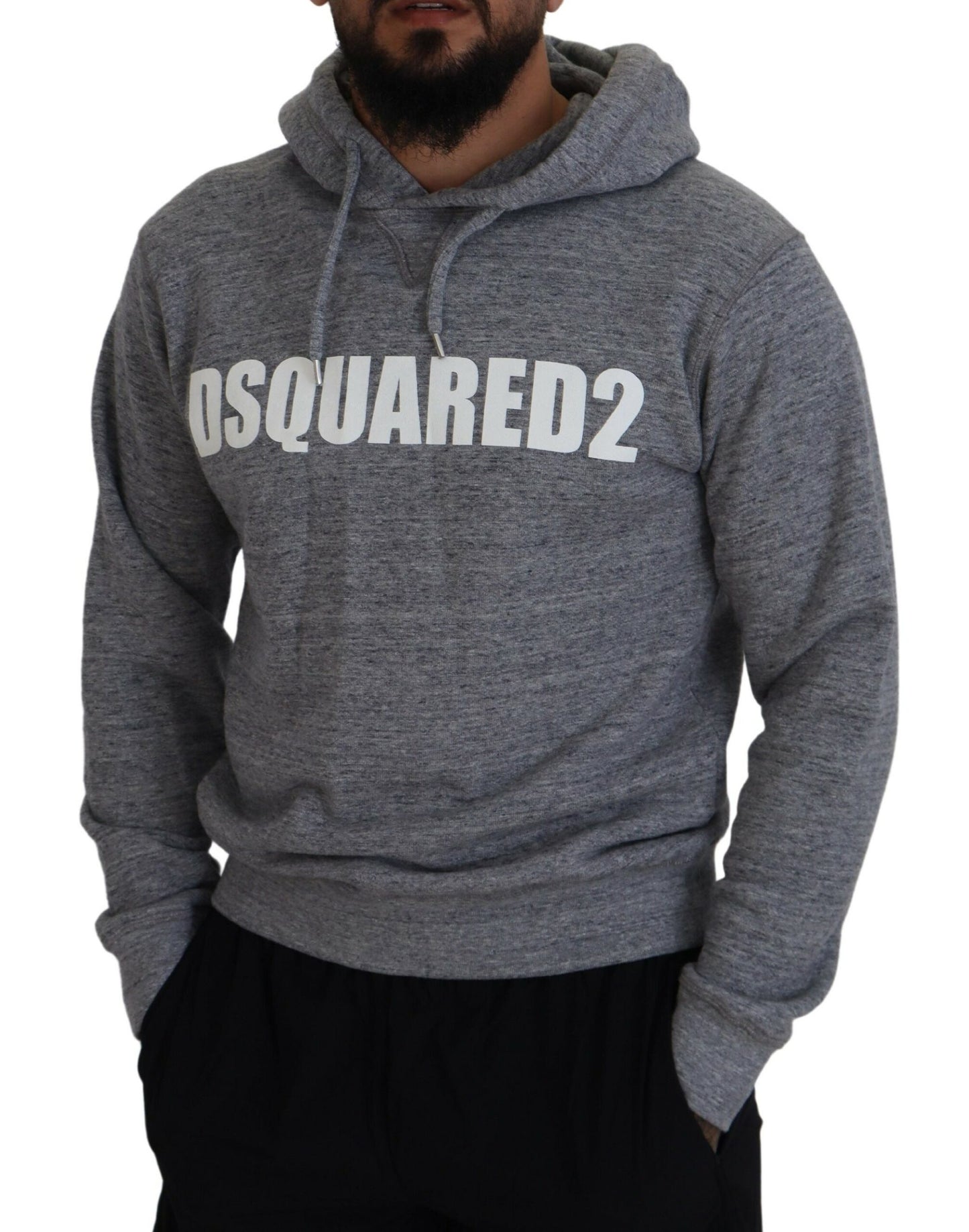 Dsquared² Grauer Baumwollpullover mit Logo-Print für Herren
