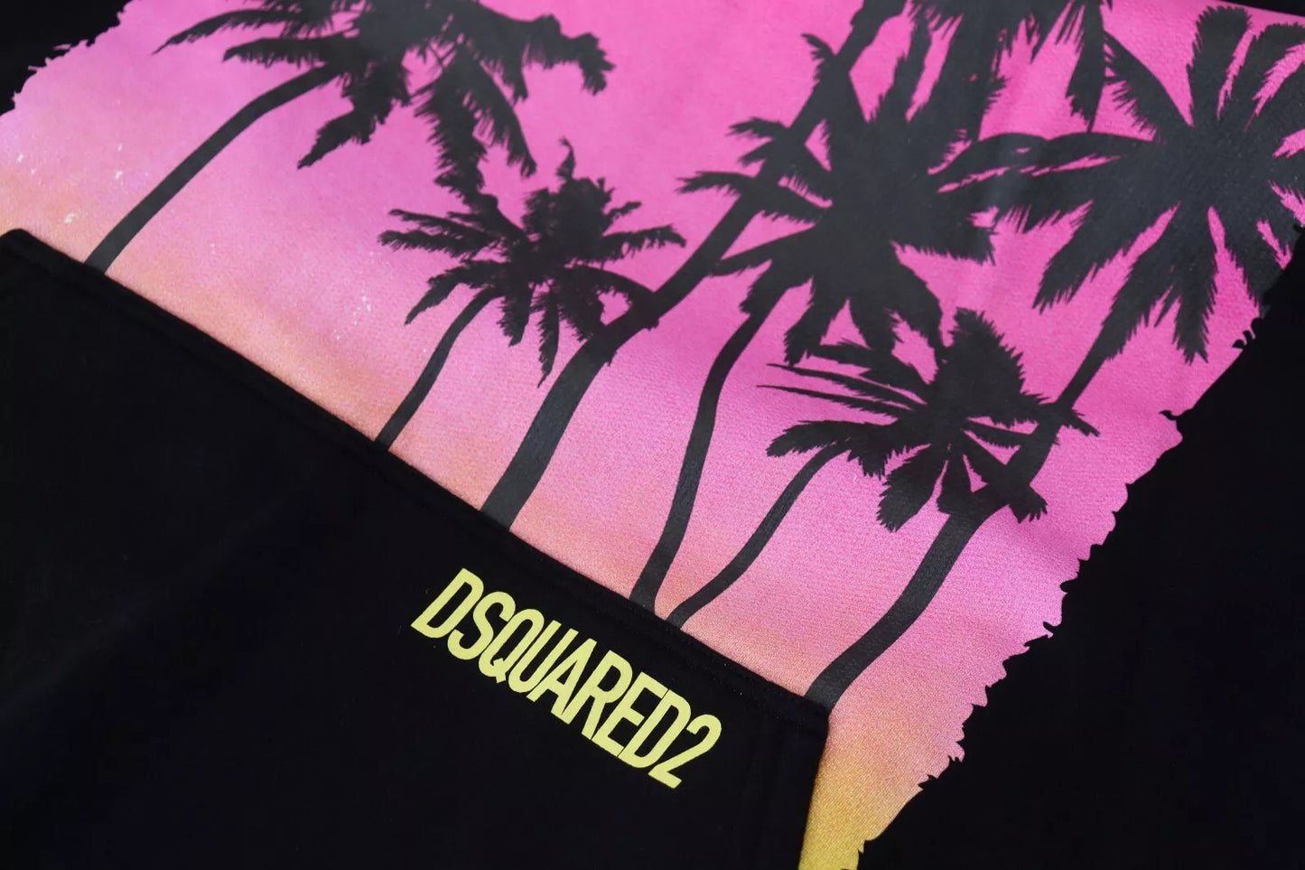 Dsquared² Schwarzer Baumwollpullover mit Kapuze und Aufdruck für Herren