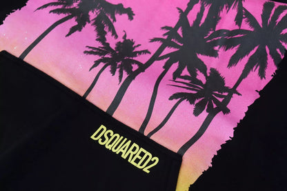 Dsquared² Schwarzer Baumwollpullover mit Kapuze und Aufdruck für Herren