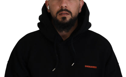 Dsquared² Schwarz-roter Kapuzenpullover aus Baumwolle mit Batikmuster