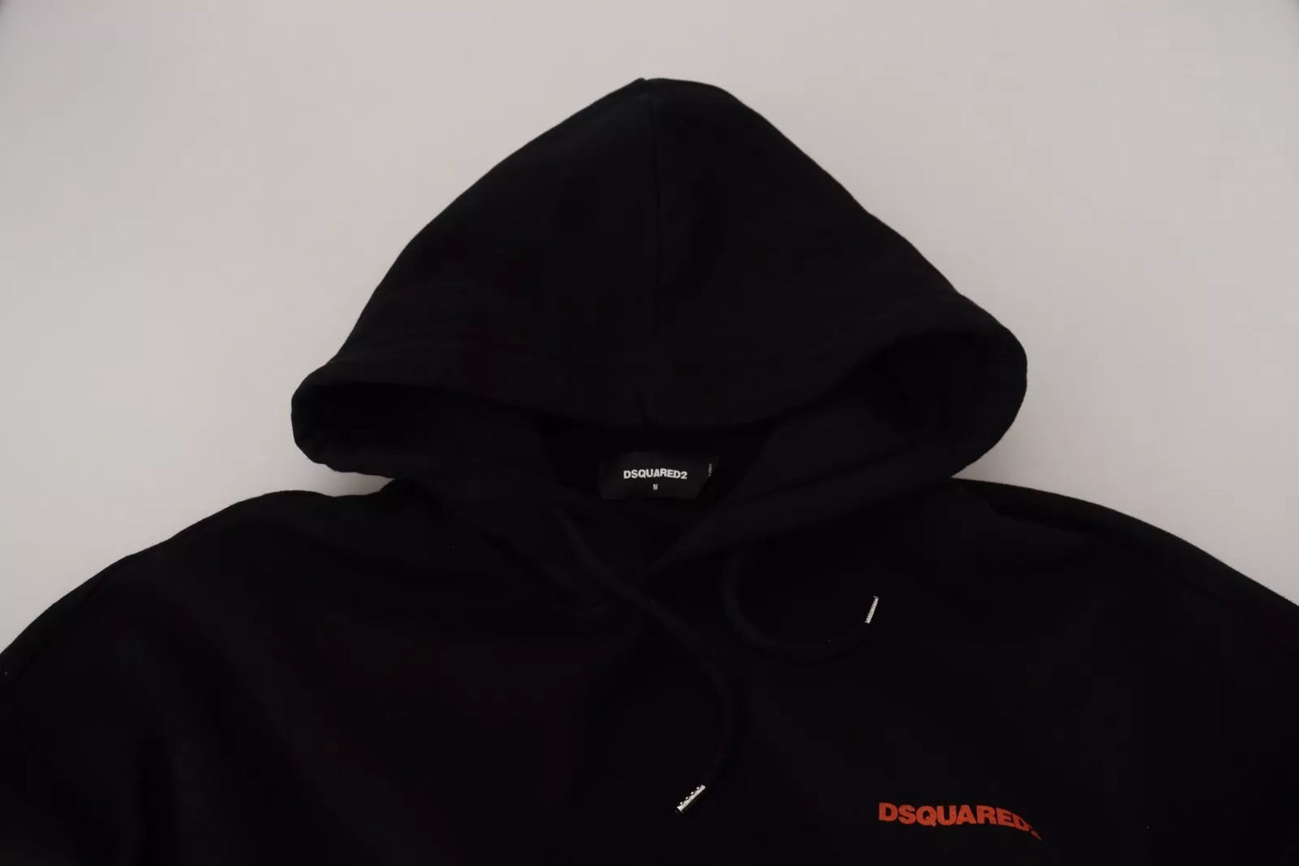 Dsquared² Schwarz-roter Kapuzenpullover aus Baumwolle mit Batikmuster