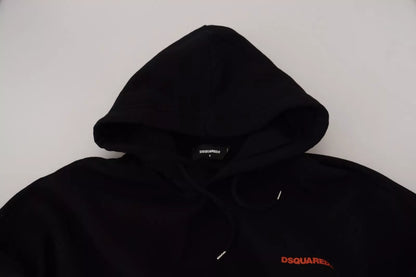 Dsquared² Schwarz-roter Kapuzenpullover aus Baumwolle mit Batikmuster