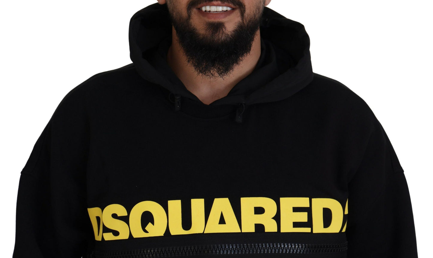 Dsquared² Schwarzer bedruckter Kapuzenpullover aus Baumwolle