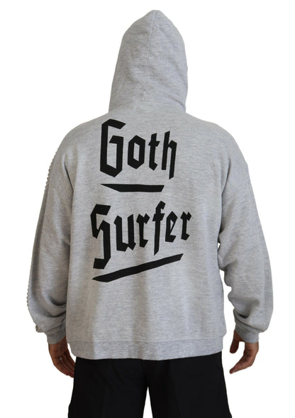 Dsquared² Grauer Kapuzenpullover mit bedruckter Kristallverzierung