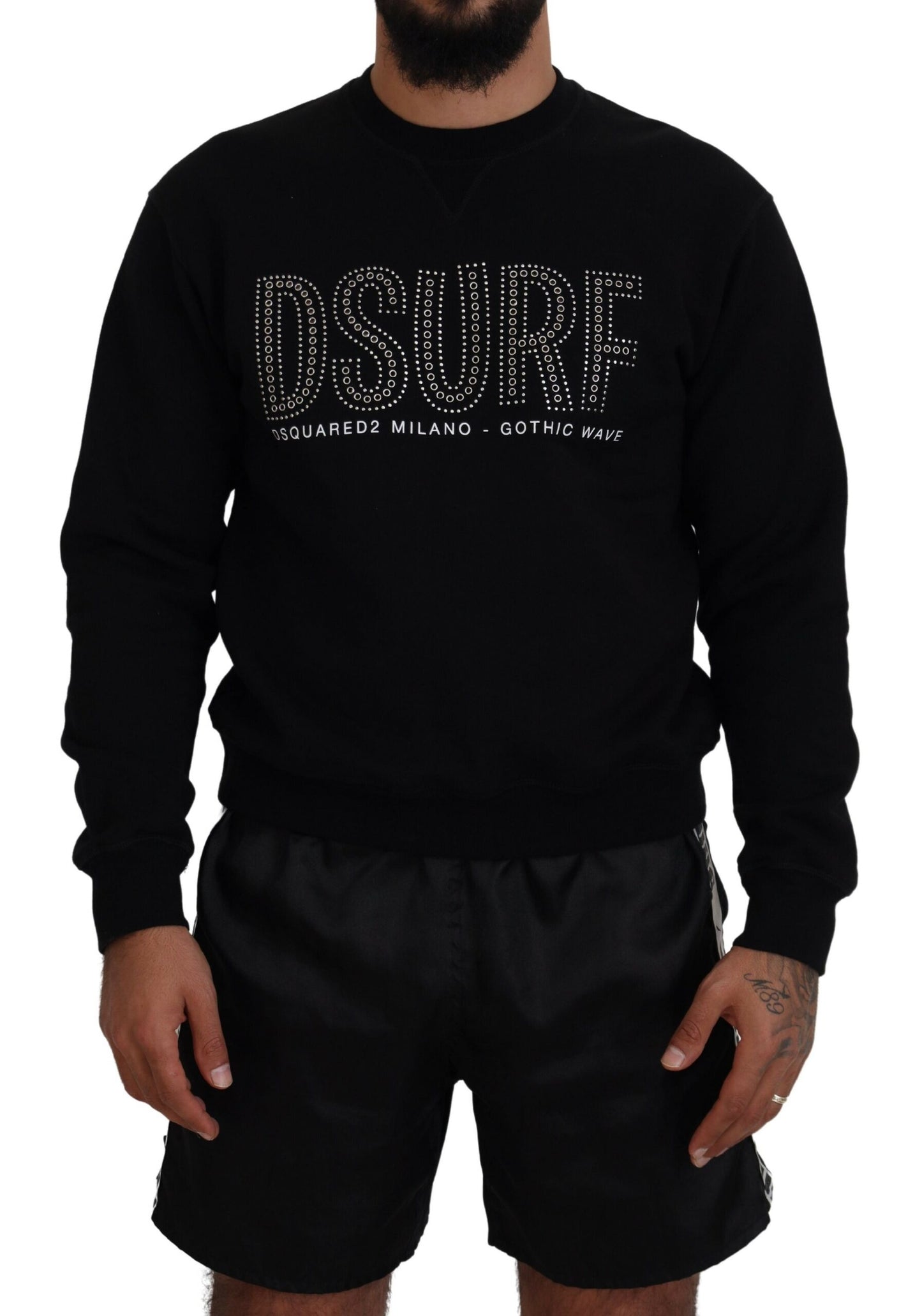 Dsquared² – Schwarzer Pullover mit langen Ärmeln und Print aus Baumwolle