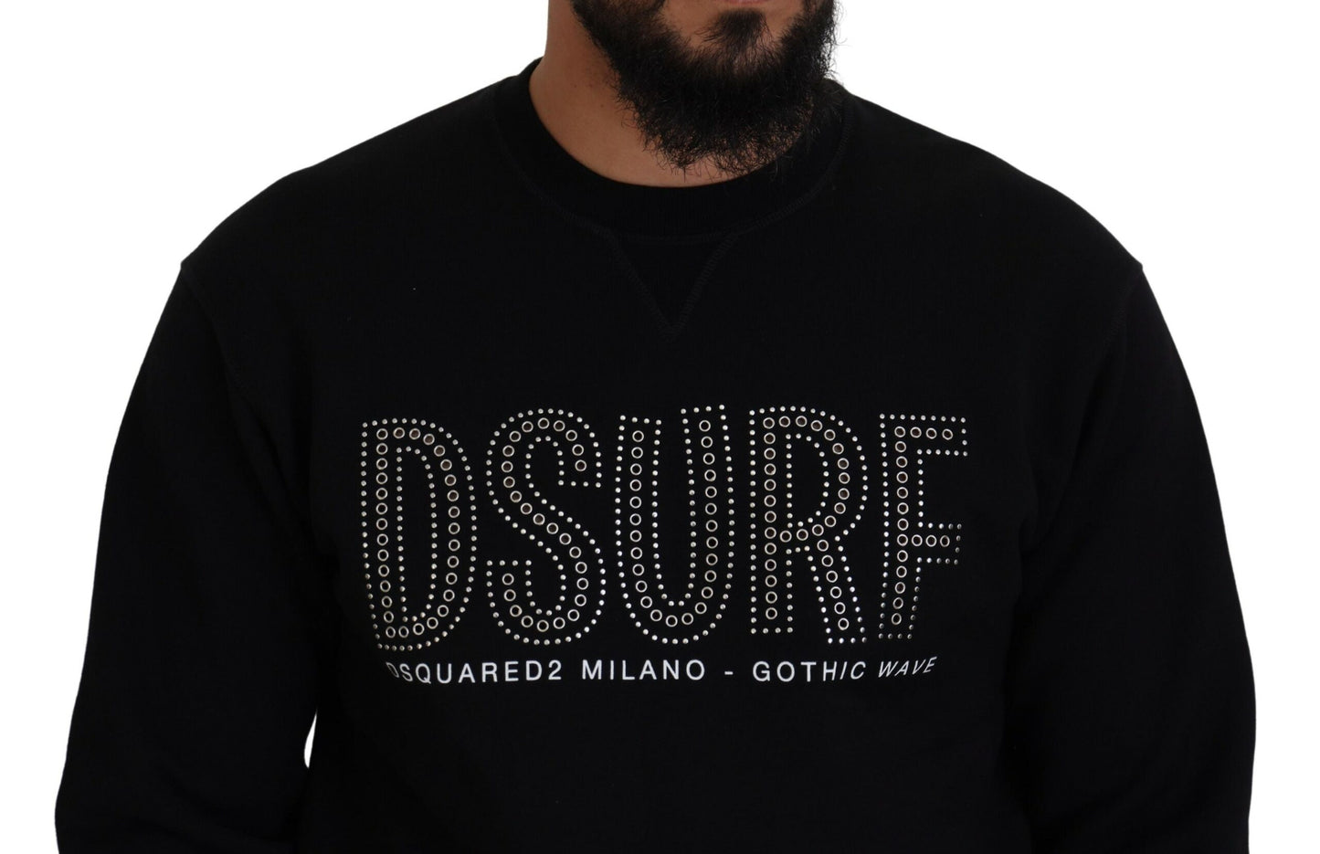 Dsquared² – Schwarzer Pullover mit langen Ärmeln und Print aus Baumwolle